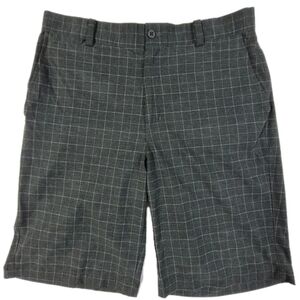 Nike Golf Tour Performance Dri-Fit Plaid Heather Black Golf Shorts Mens Size 32